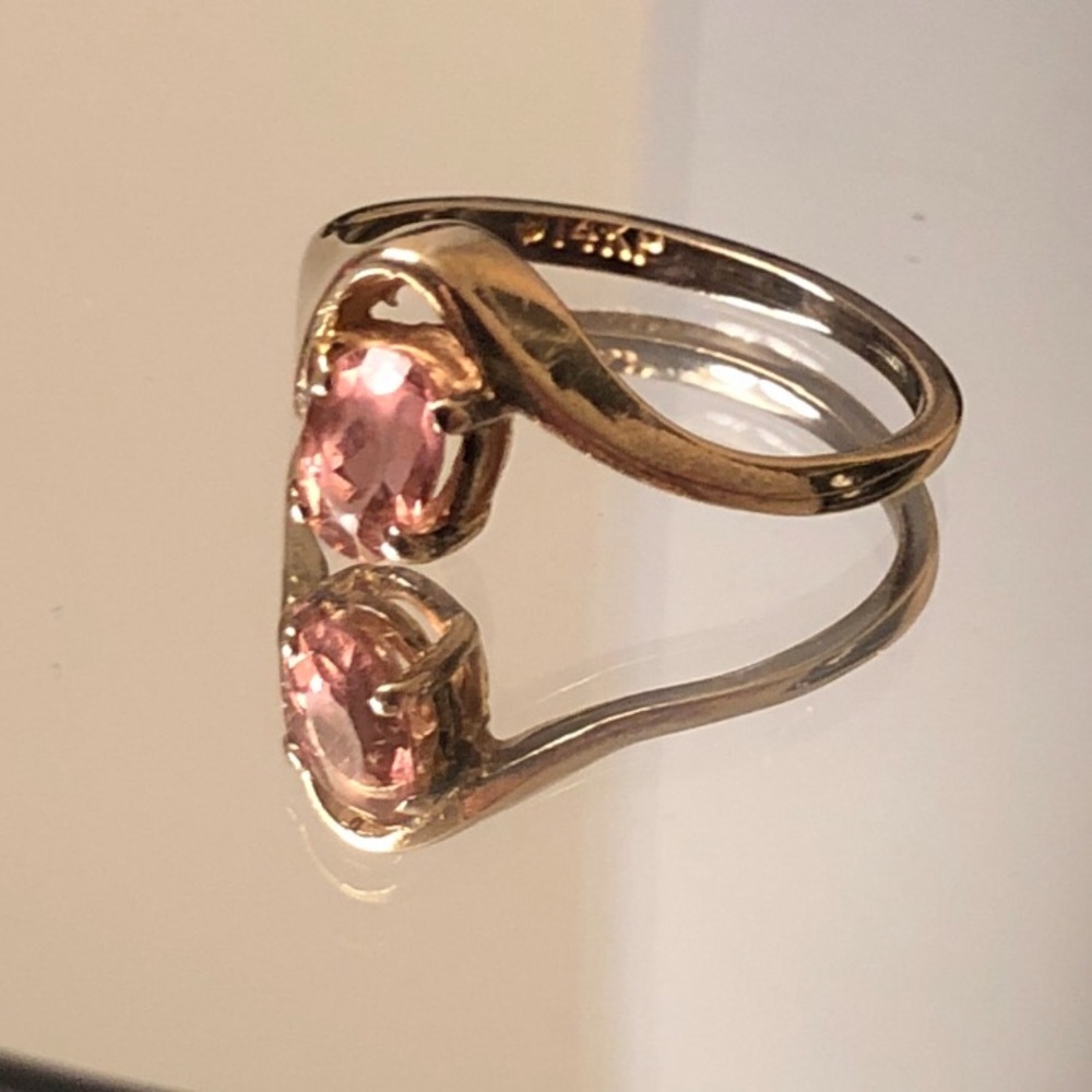 Vintage 14KP gold and pink tourmaline ring